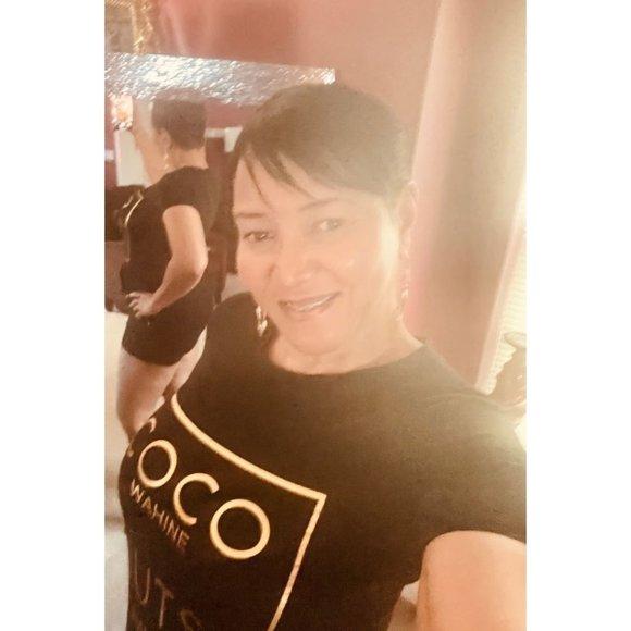 ITALY MODA BLACK COCO NUTS GOLD FOIL T-SHIRT - Picture 4 of 5